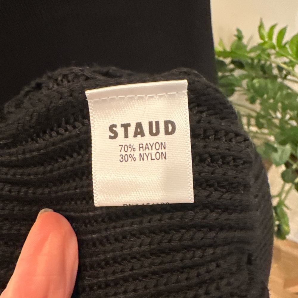 Staud Camden Dress XL Black Rib Knit Bustier Midi Dress Stretch NWT - Picture 8 of 8